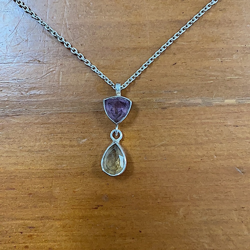 Citrine and Amethyst Sterling Silver Necklace
